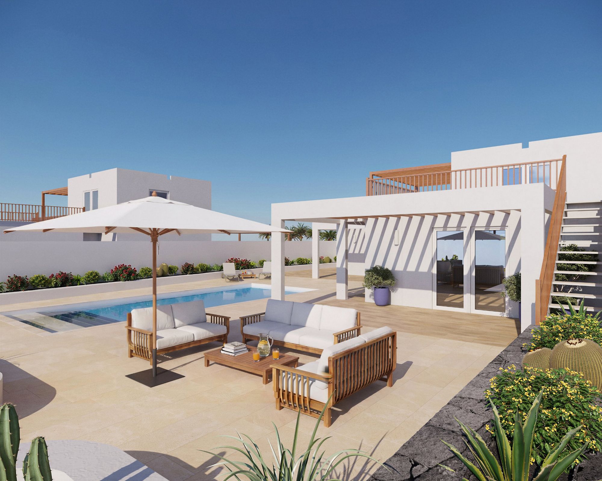 Terraza exterior con vistas a la villa vecina